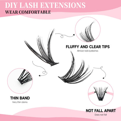 DIY Self-Grafting Double-Headed Glue Segmented Eyelash Set